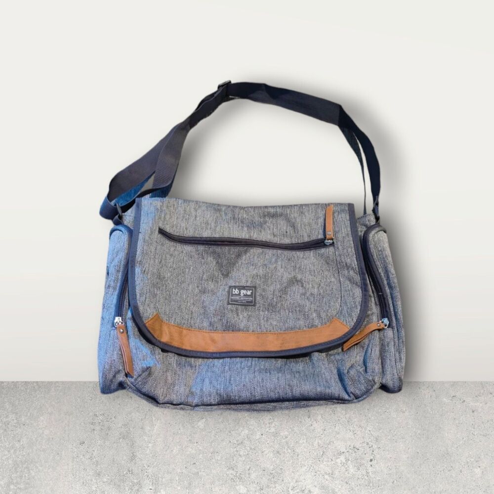 Diaper Bag BB GEAR New Grey Messenger Bag - Dad Bag For Baby.